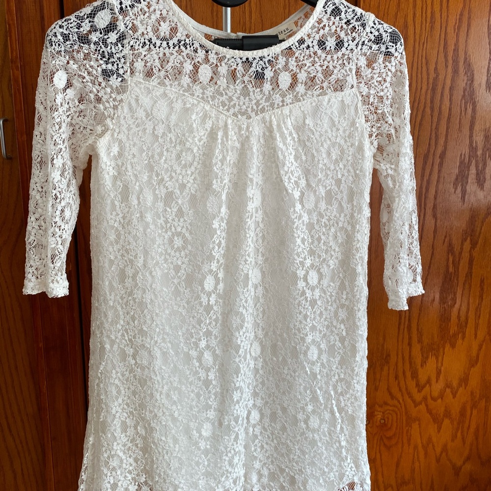 Monteau Ivory Lace dress so soft and comfy 55% cotton 45% nylon